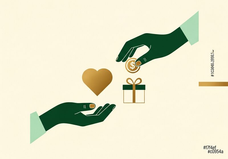 Flat illustration for the article A truly happy way to spend your money
