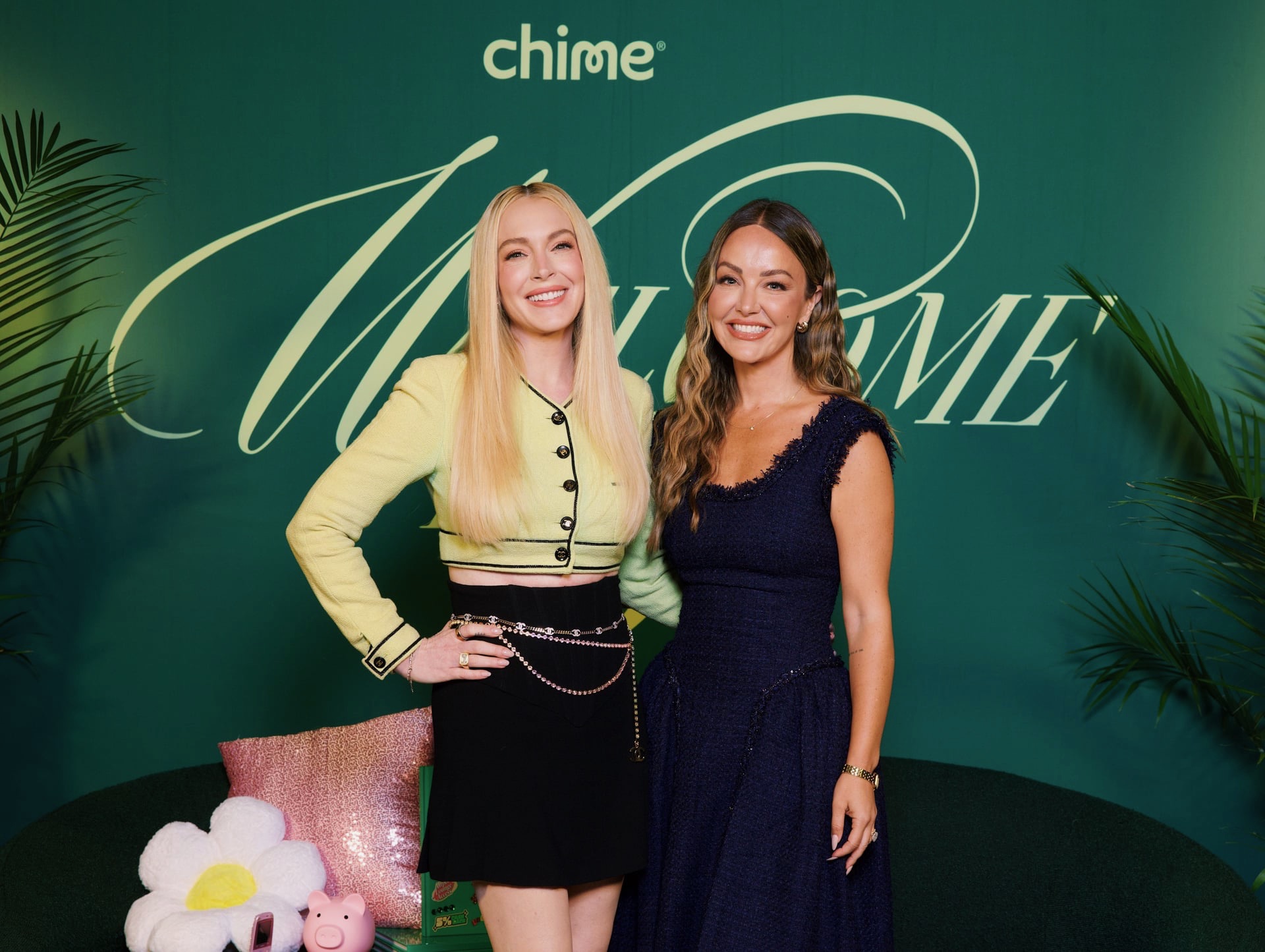 Nicole Lapin with Lindsay Lohan at a Chime event
