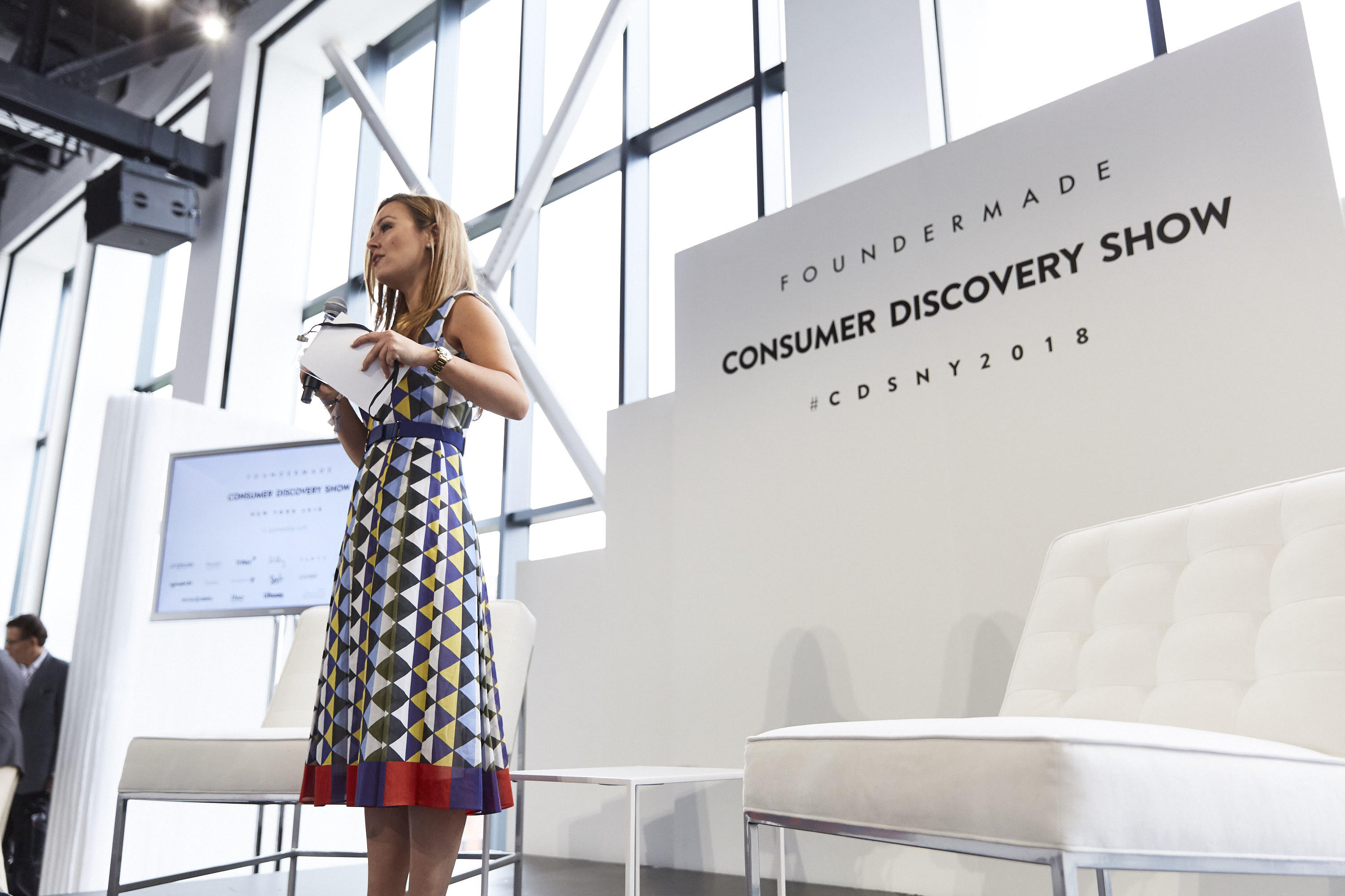 Nicole Lapin hosting the FounderMade Consumer Discovery Show